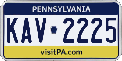 PA license plate KAV2225