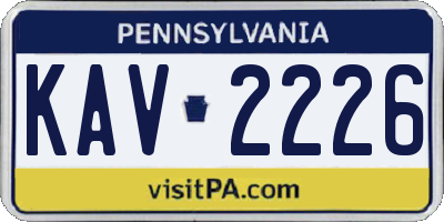 PA license plate KAV2226