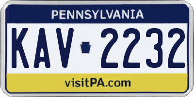 PA license plate KAV2232