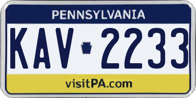 PA license plate KAV2233