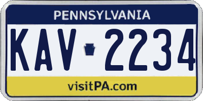 PA license plate KAV2234