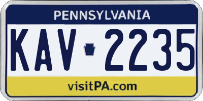 PA license plate KAV2235