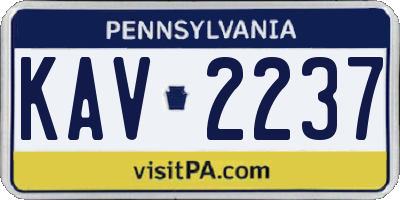 PA license plate KAV2237