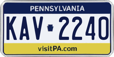 PA license plate KAV2240