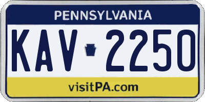 PA license plate KAV2250