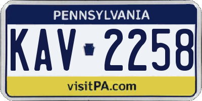 PA license plate KAV2258