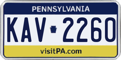 PA license plate KAV2260