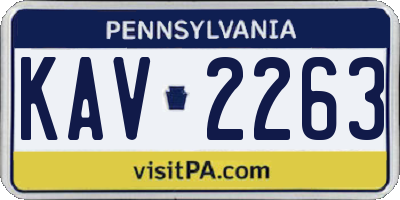 PA license plate KAV2263