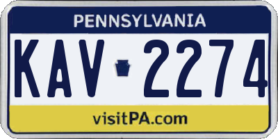 PA license plate KAV2274