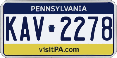 PA license plate KAV2278