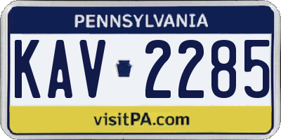 PA license plate KAV2285