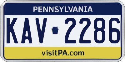 PA license plate KAV2286