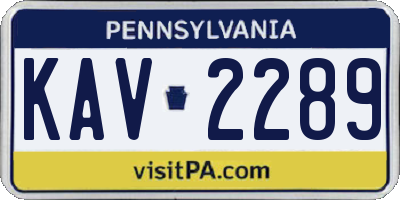 PA license plate KAV2289