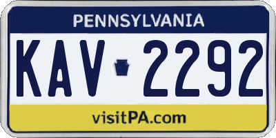 PA license plate KAV2292
