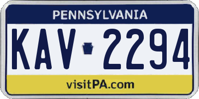 PA license plate KAV2294