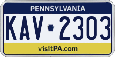 PA license plate KAV2303
