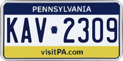 PA license plate KAV2309