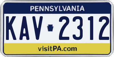 PA license plate KAV2312