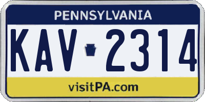 PA license plate KAV2314