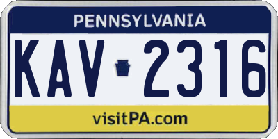 PA license plate KAV2316