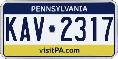 PA license plate KAV2317