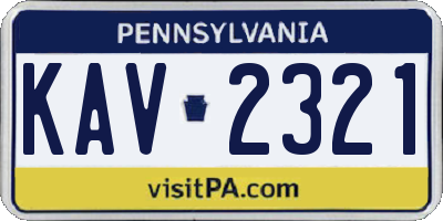 PA license plate KAV2321