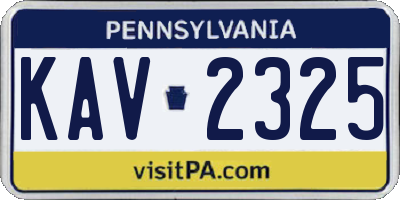 PA license plate KAV2325
