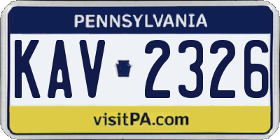 PA license plate KAV2326
