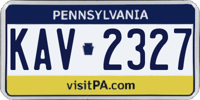 PA license plate KAV2327