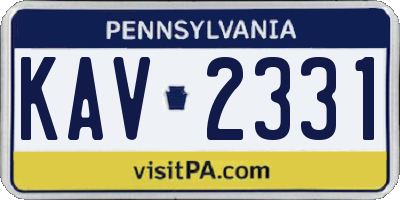 PA license plate KAV2331