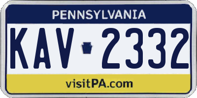 PA license plate KAV2332