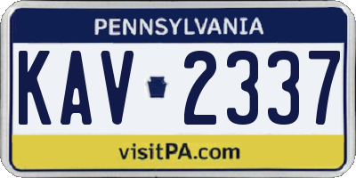 PA license plate KAV2337