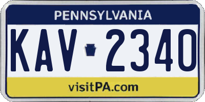 PA license plate KAV2340