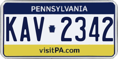 PA license plate KAV2342
