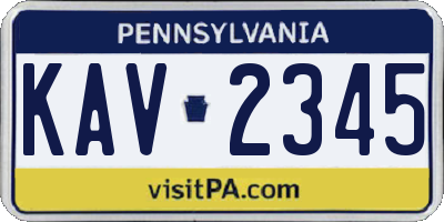 PA license plate KAV2345