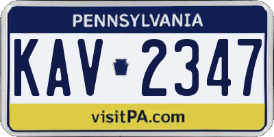 PA license plate KAV2347
