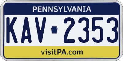 PA license plate KAV2353