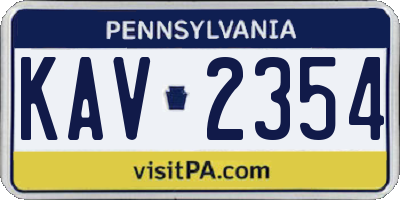 PA license plate KAV2354