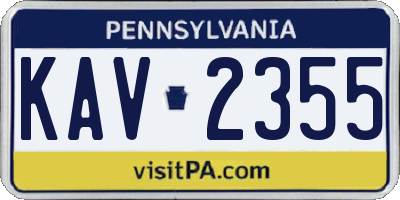 PA license plate KAV2355