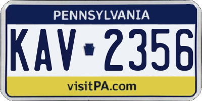 PA license plate KAV2356