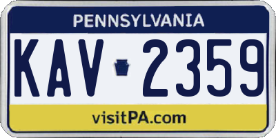 PA license plate KAV2359
