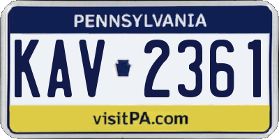 PA license plate KAV2361