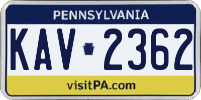 PA license plate KAV2362