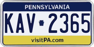 PA license plate KAV2365