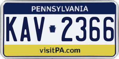 PA license plate KAV2366