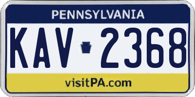 PA license plate KAV2368