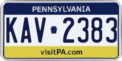 PA license plate KAV2383