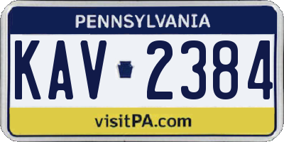 PA license plate KAV2384