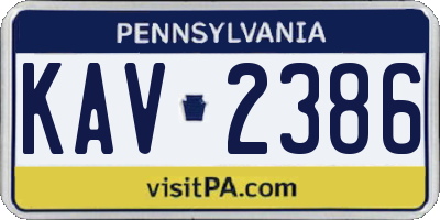 PA license plate KAV2386