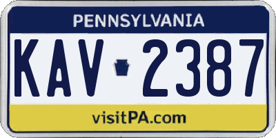 PA license plate KAV2387